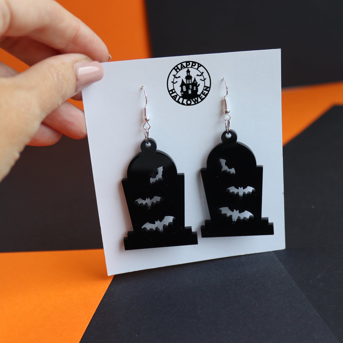 Bat And Tombstone Earrings