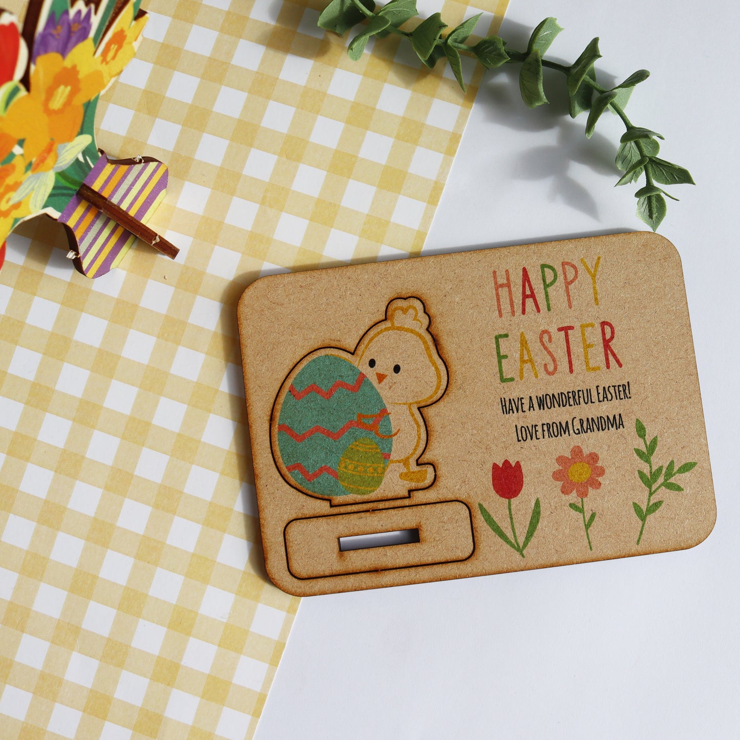 Pop Out Wooden Easter Chick Card
