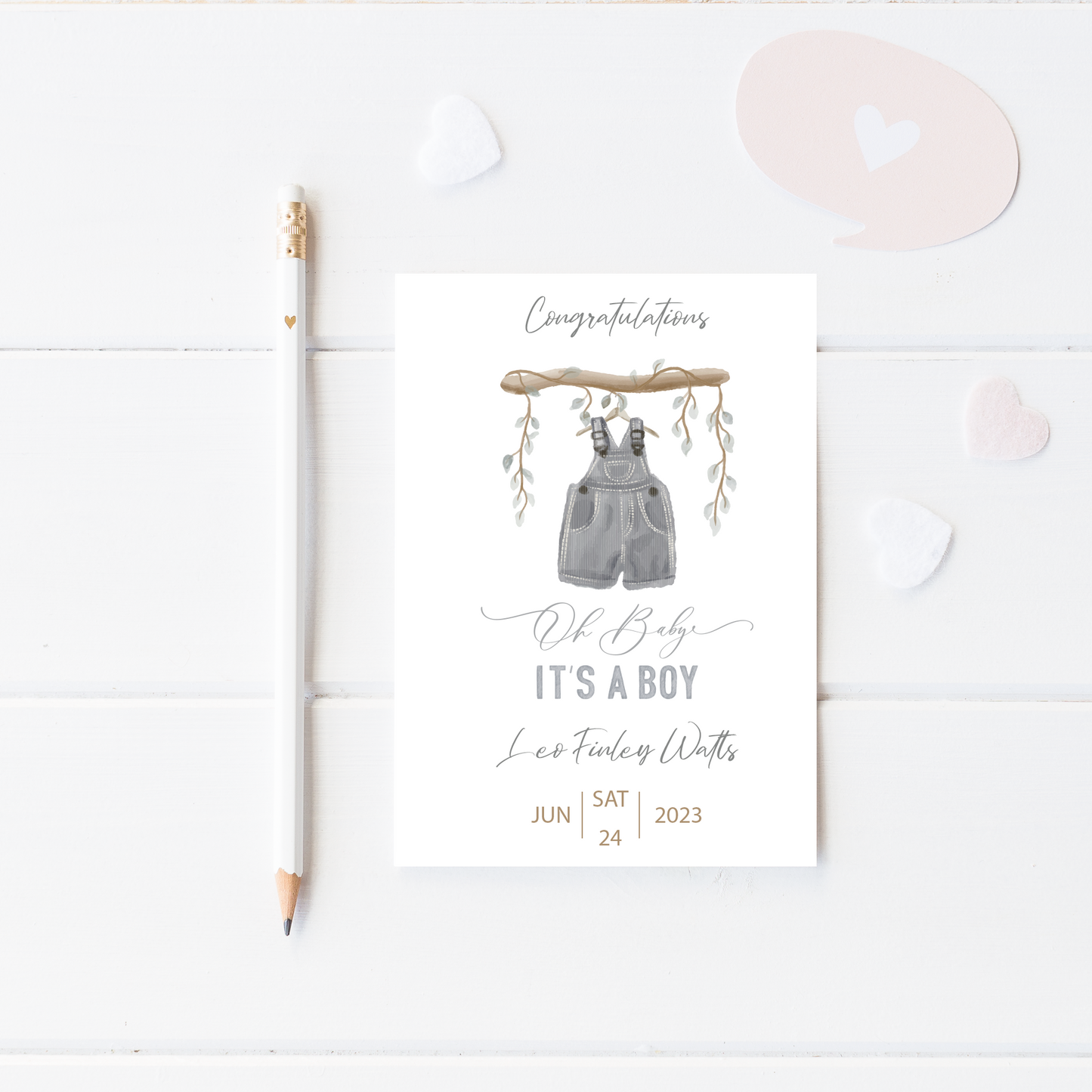 New Baby Boy Personalised Card
