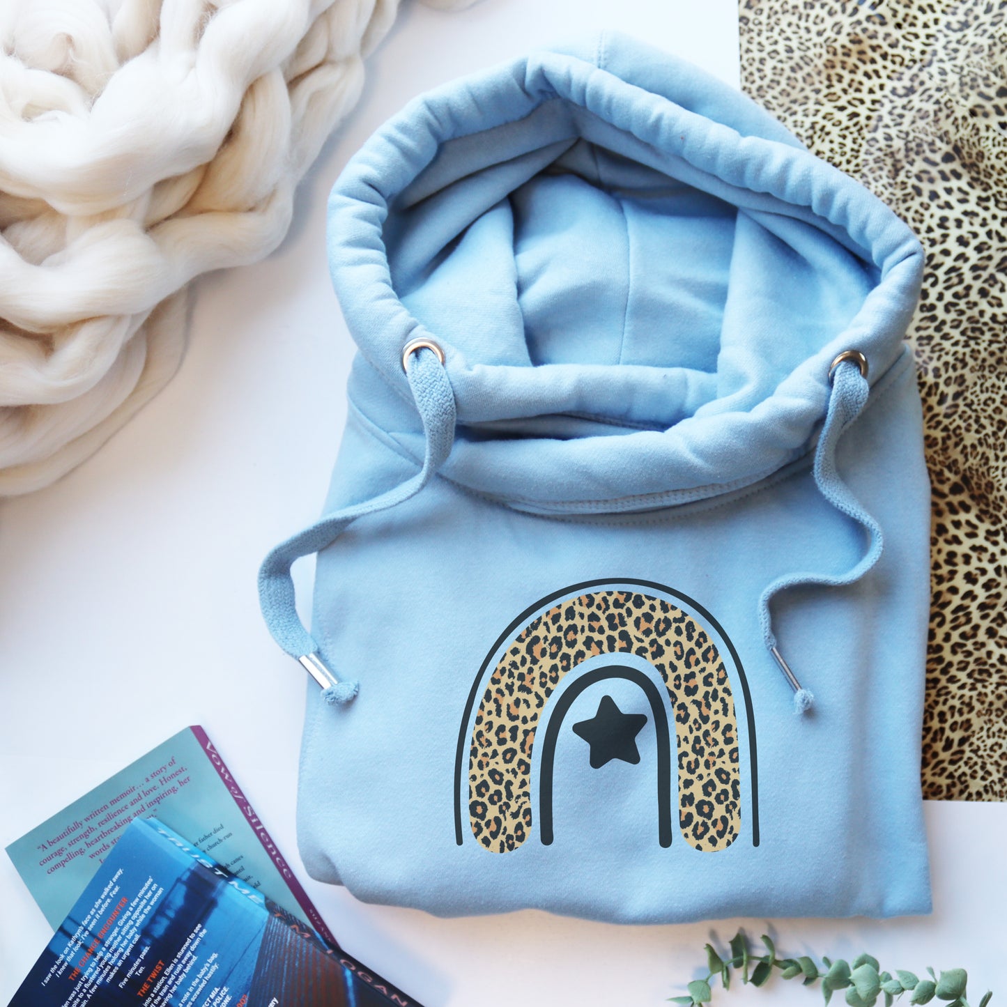Cowl Neck Luxe Baby Blue Hoodie