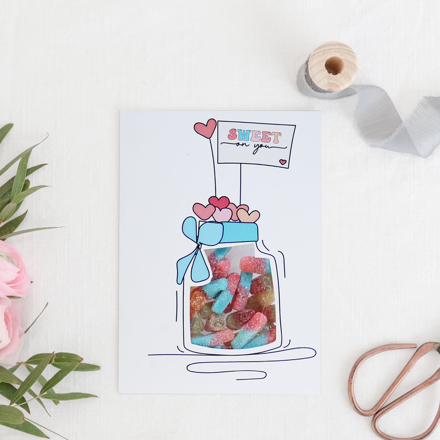 Sweet On You Valentine's Card With Sweets