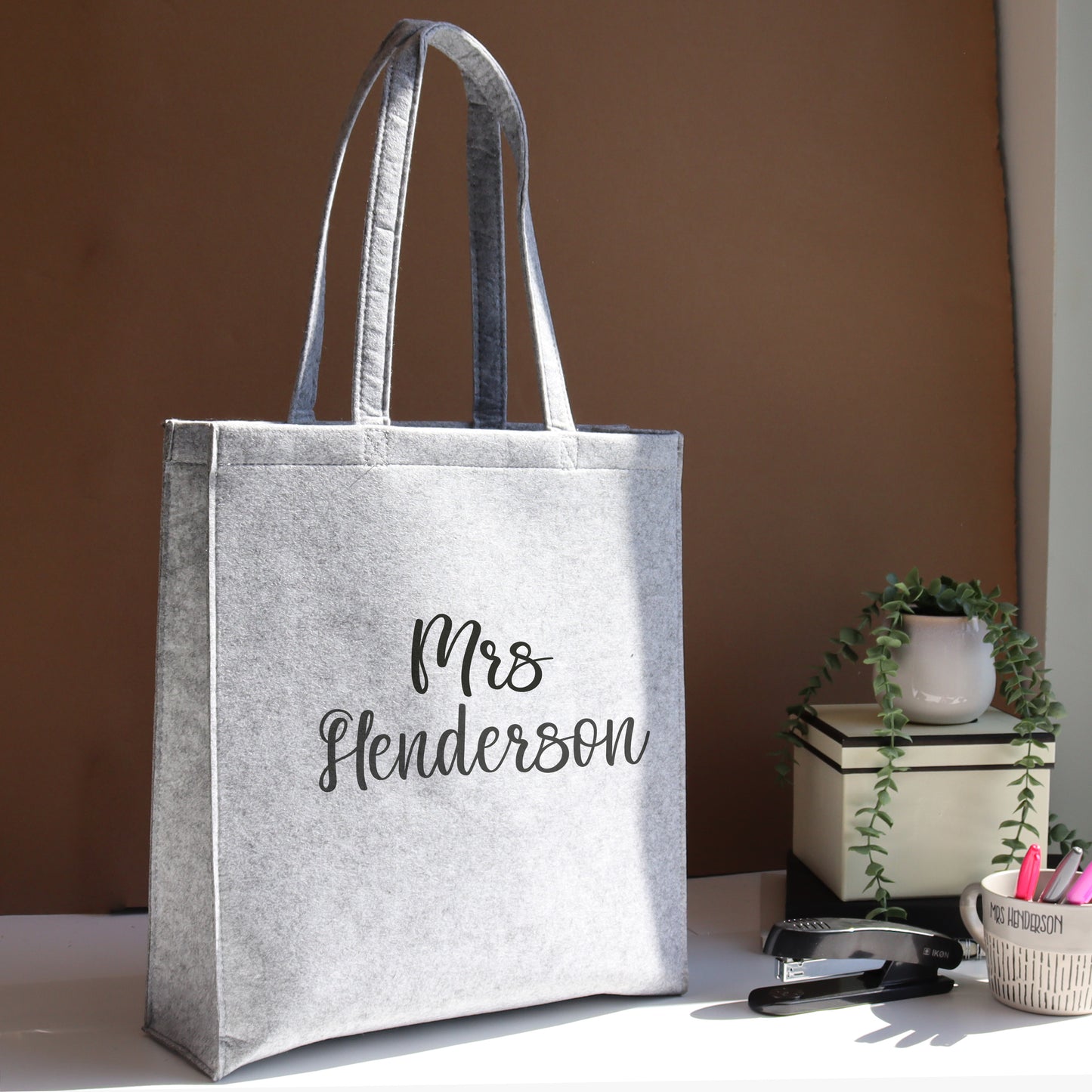 Personalised Teacher Felt Tote Bag