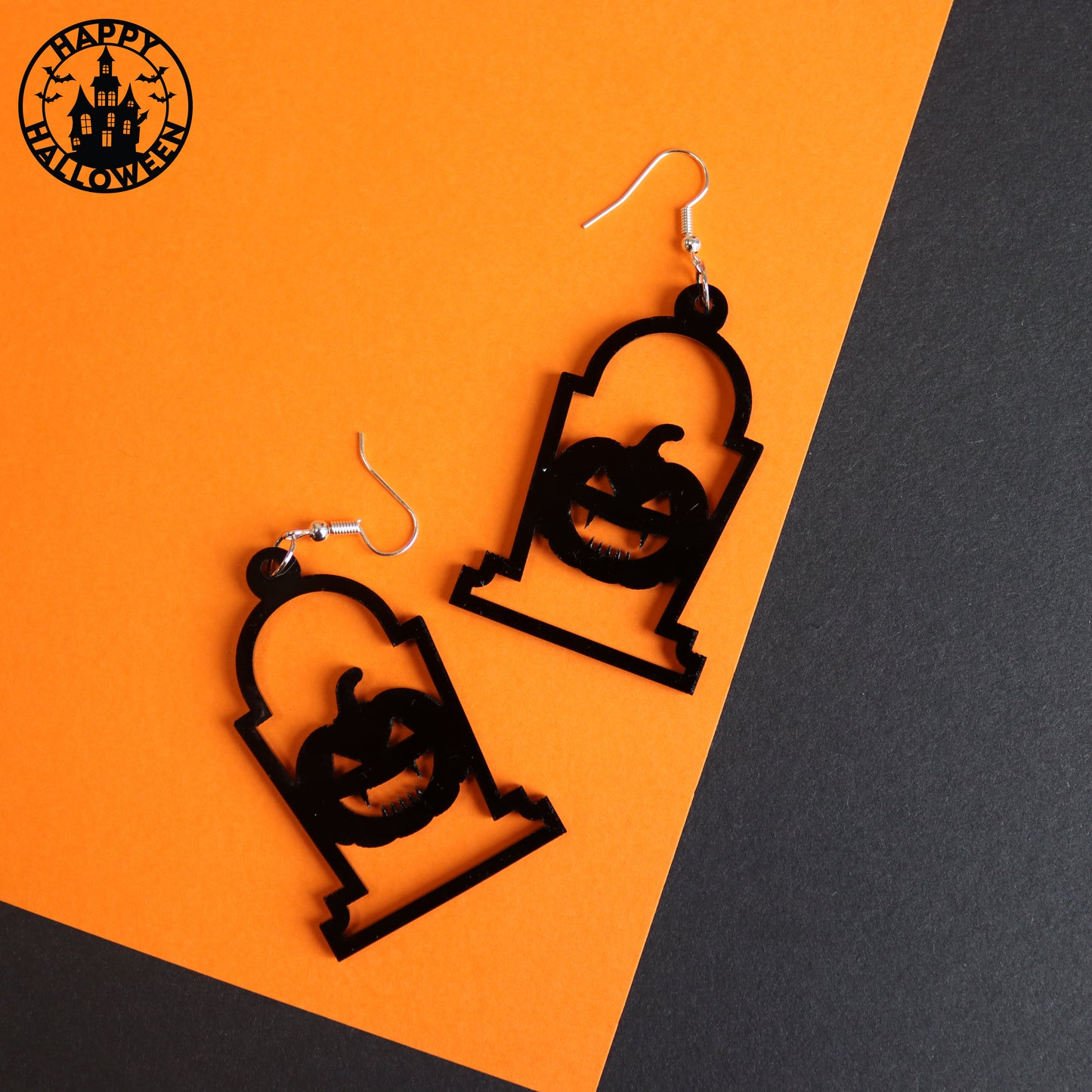 Pumpkin Tombstone Halloween Earrings