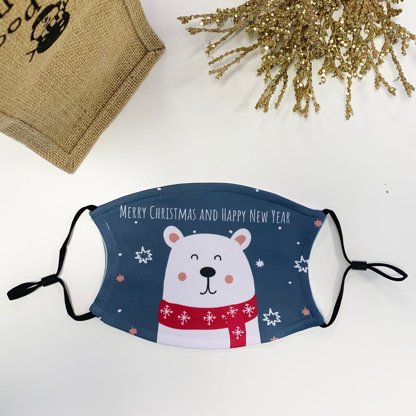 Christmas Cute Polar Bear Face Mask