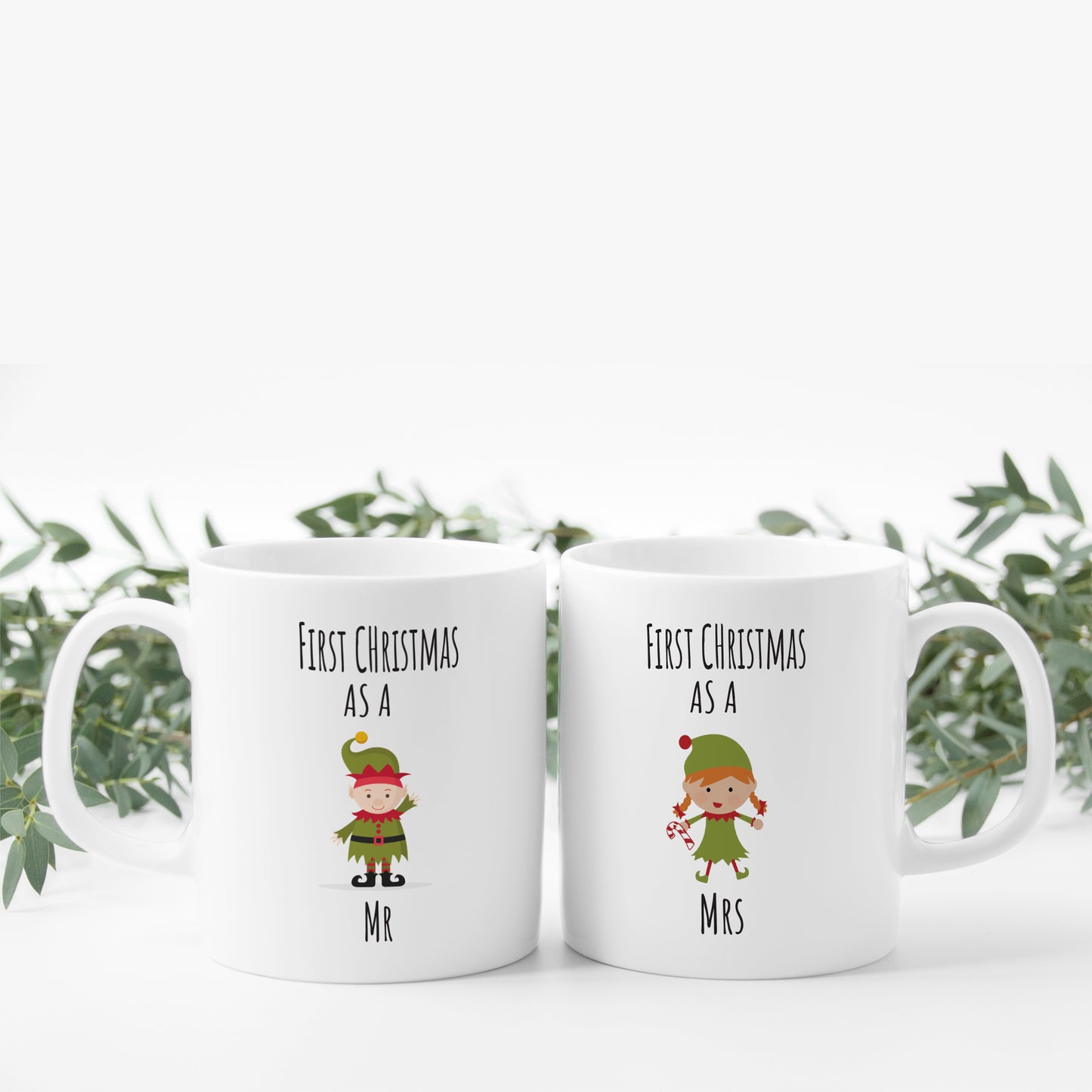 First Christmas Mr & Mrs Elf Mug Set