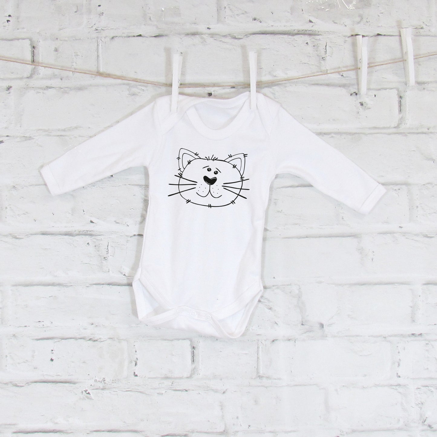 Monochrome Cat Baby Grow