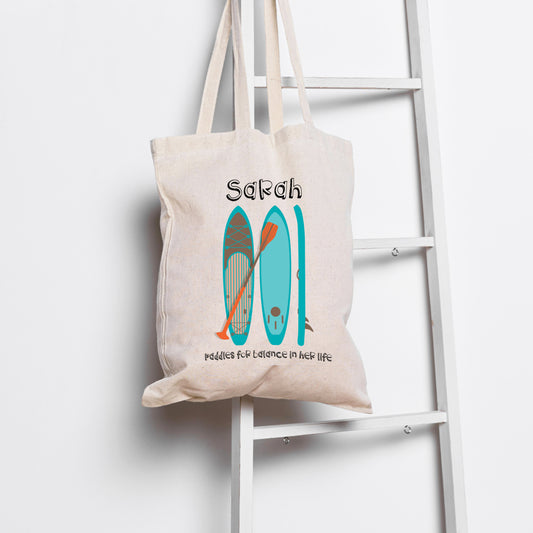 Personalised I Paddle For Balance Sup Tote Bag
