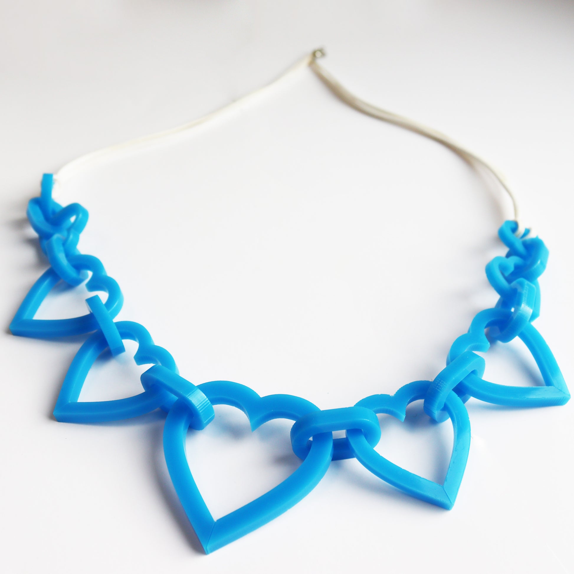 blue statement heart acrylic necklace
