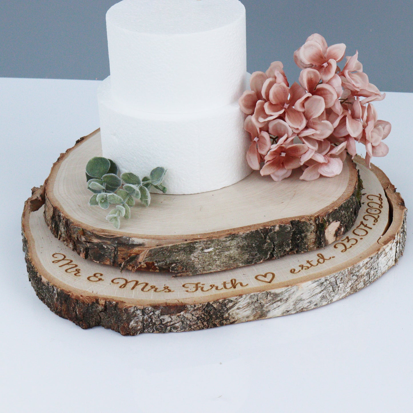 Personalised Natural Birch Log Cake Stand