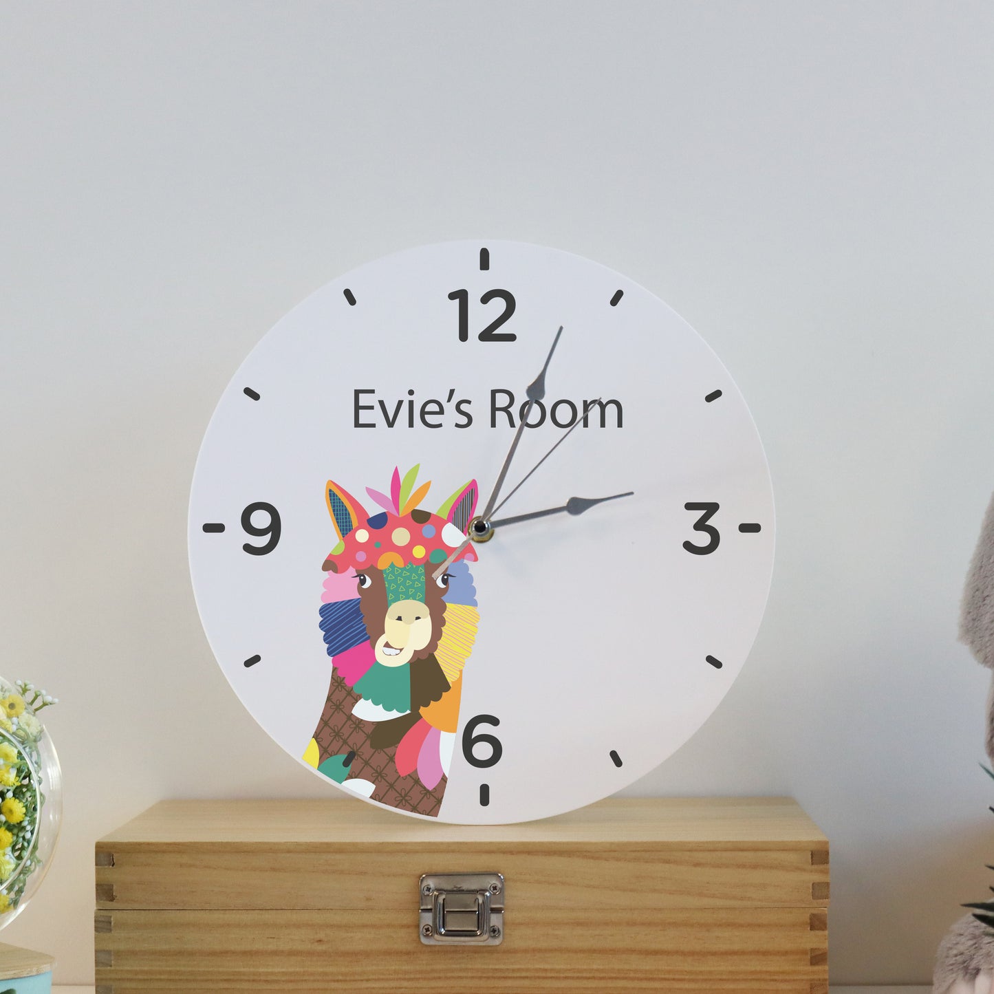Printed Modern Llama Children's Clock