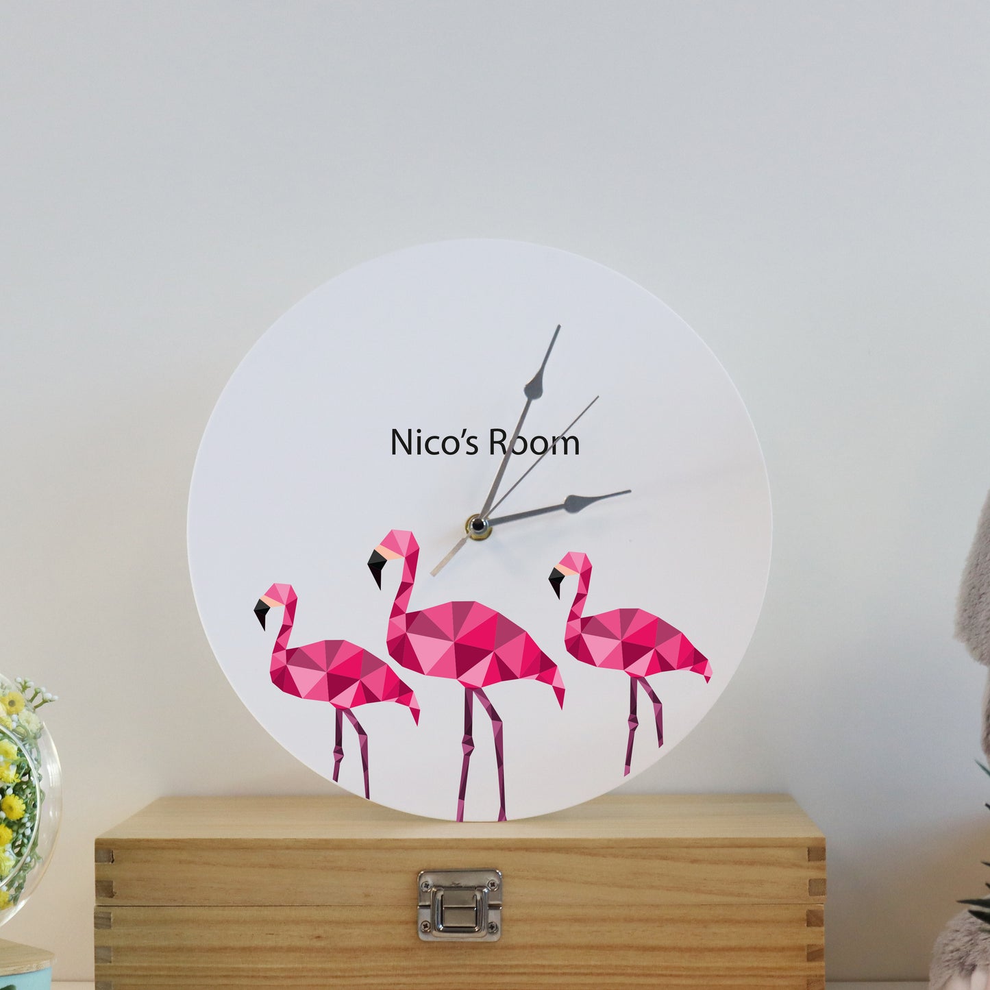 Printed Modern Flamingo Children's Clock