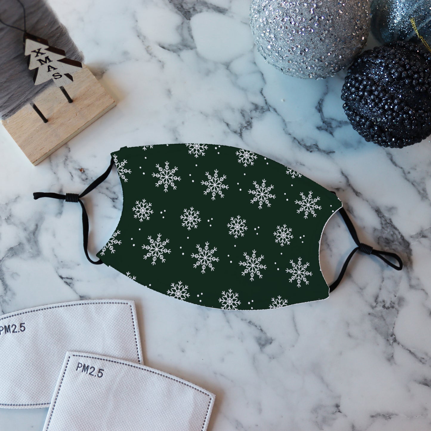 Christmas Green Pattern Facemask