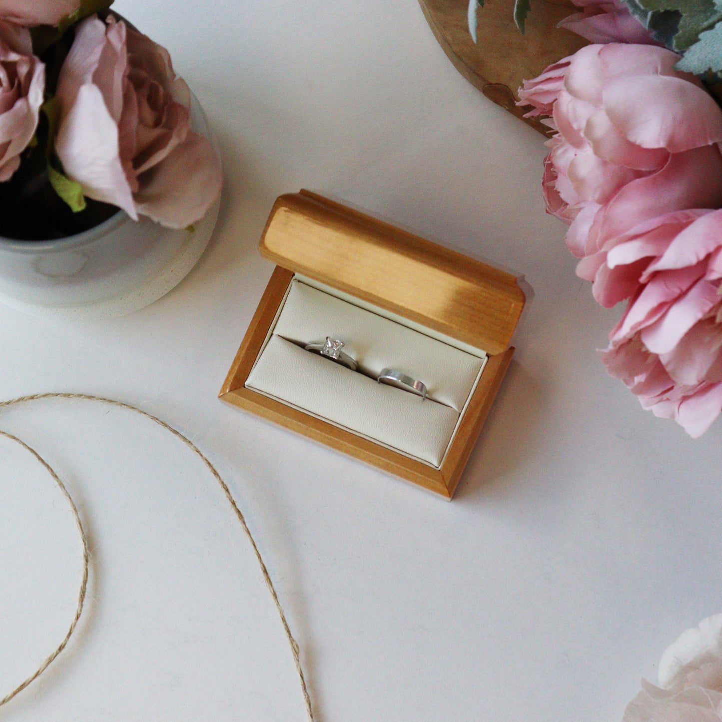 Personalised Double Wedding Ring Wooden Box