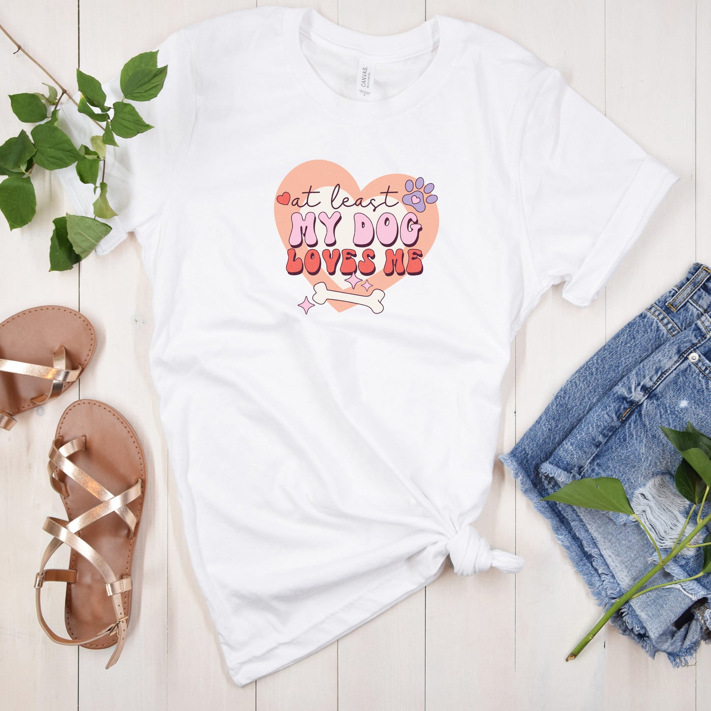funny anti valentine's tshirt women white at least my dog loves me funny tshirt