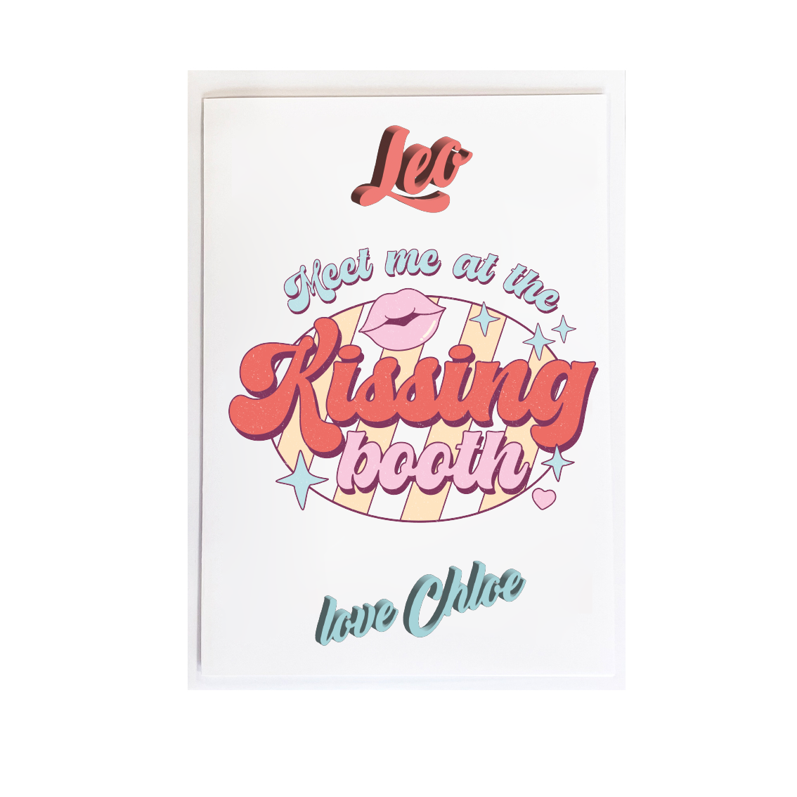 Meet Me At The Kissing Booth Personalised Retro Card