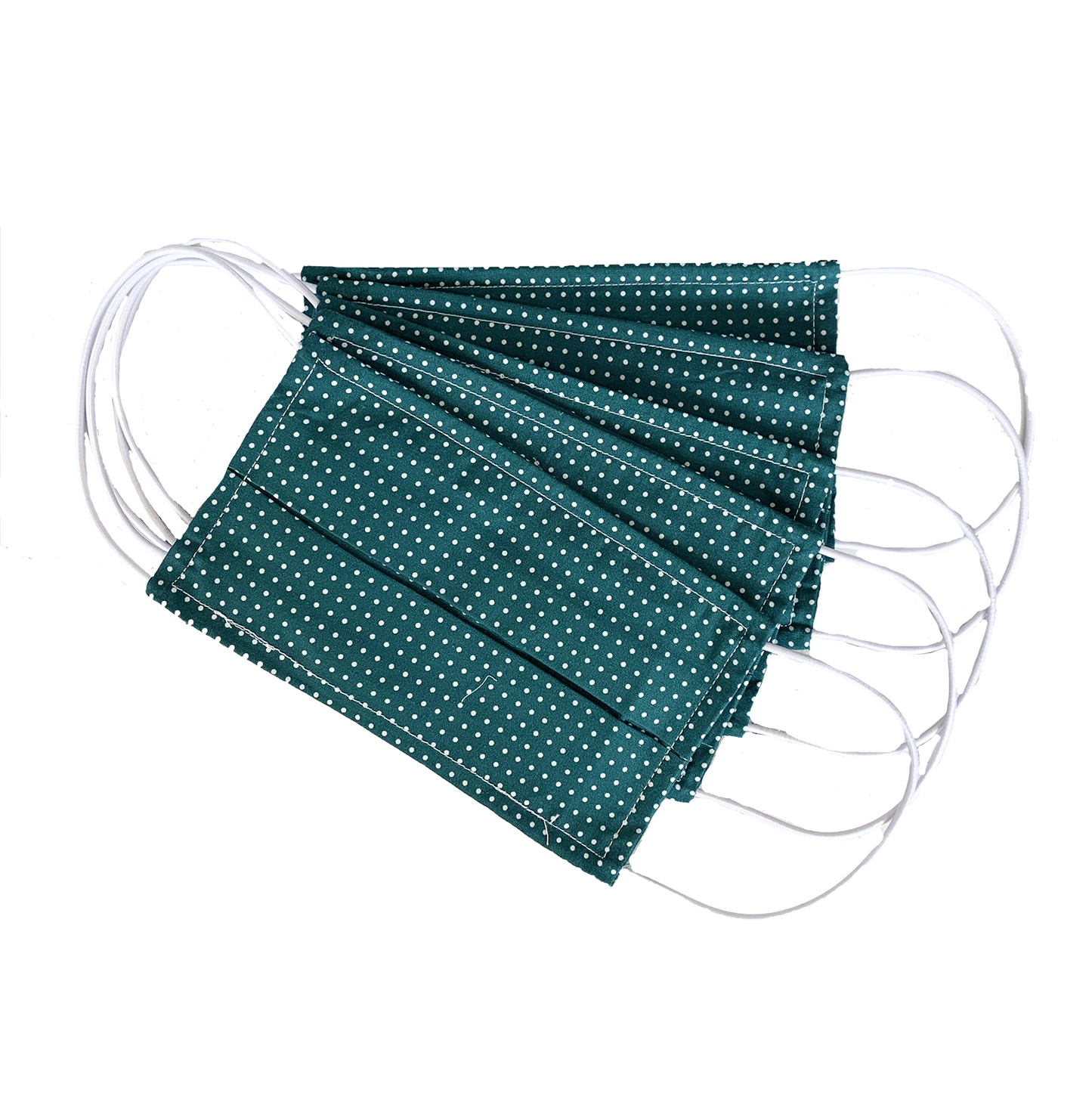 Pack Of Five Teal Pin Spot 100% Cotton Facemask