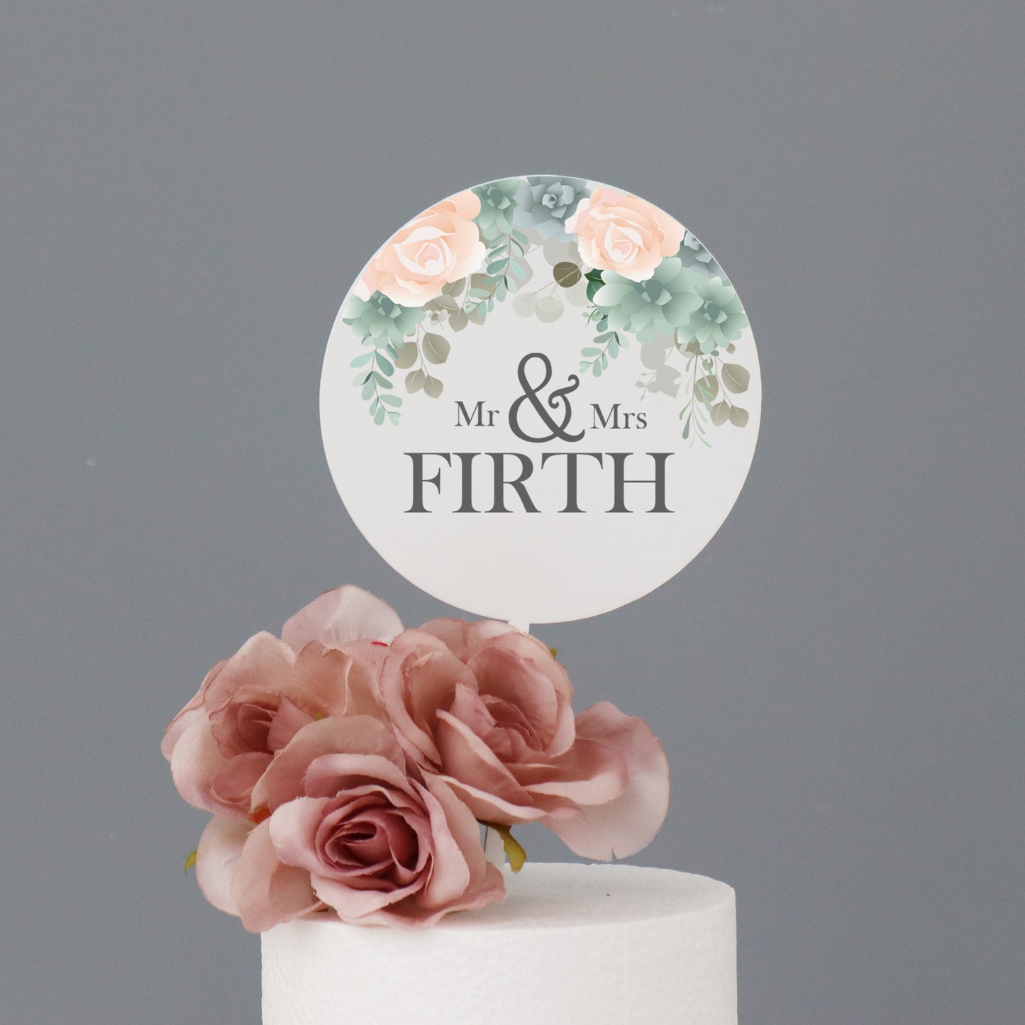 Wedding Cake Topper Blush Pink And Floral