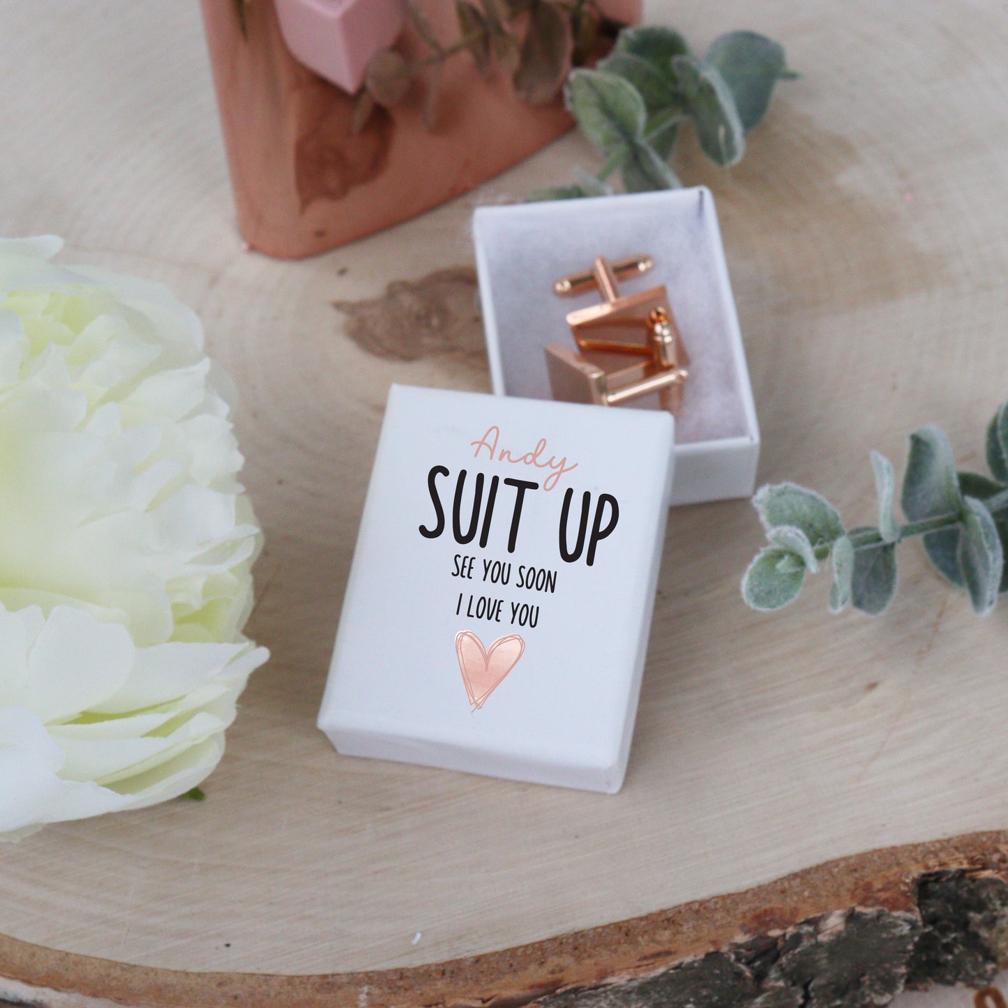 Personalised Message Rose Gold Plated Cufflinks