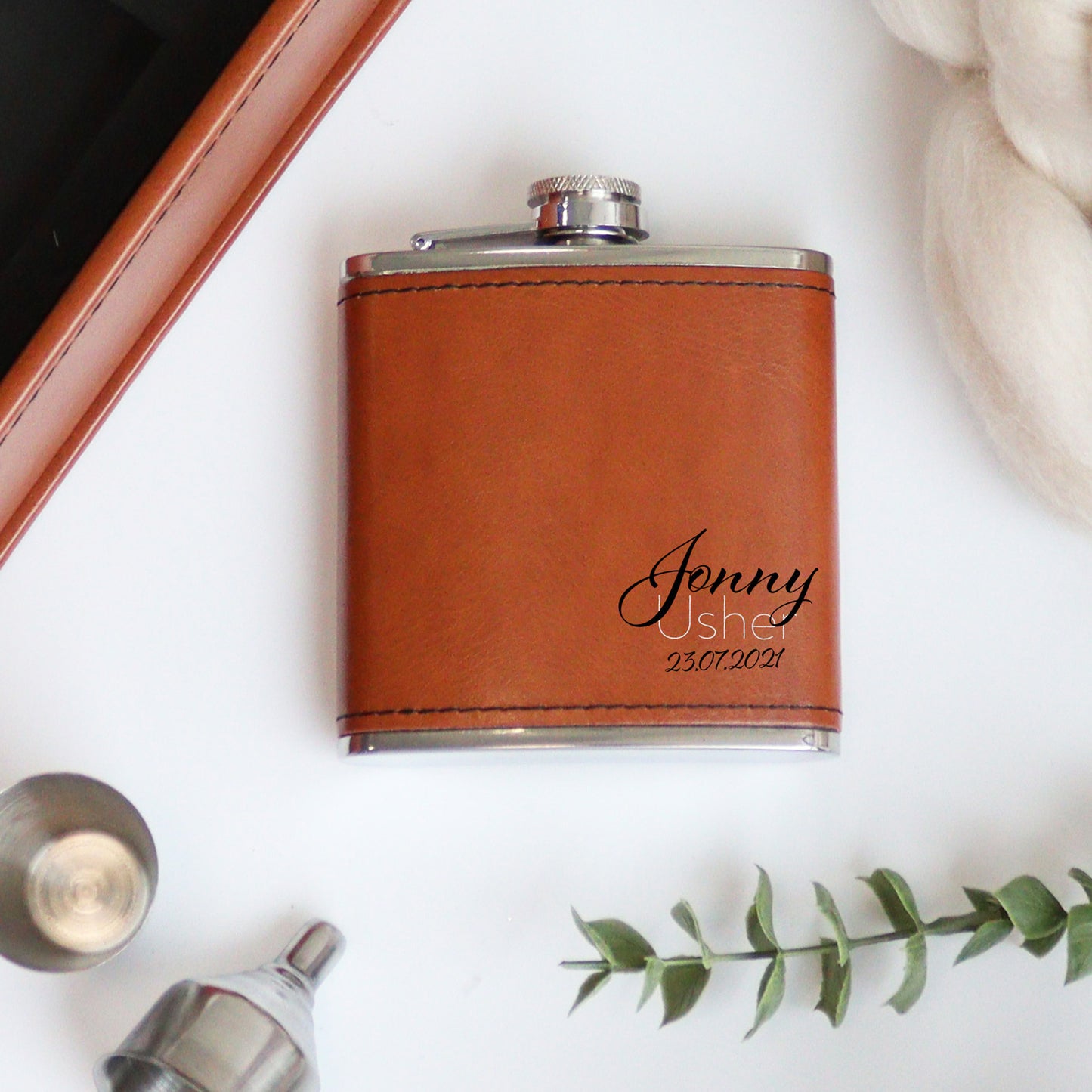 Personalised Pu Leather Wedding Hip Flask