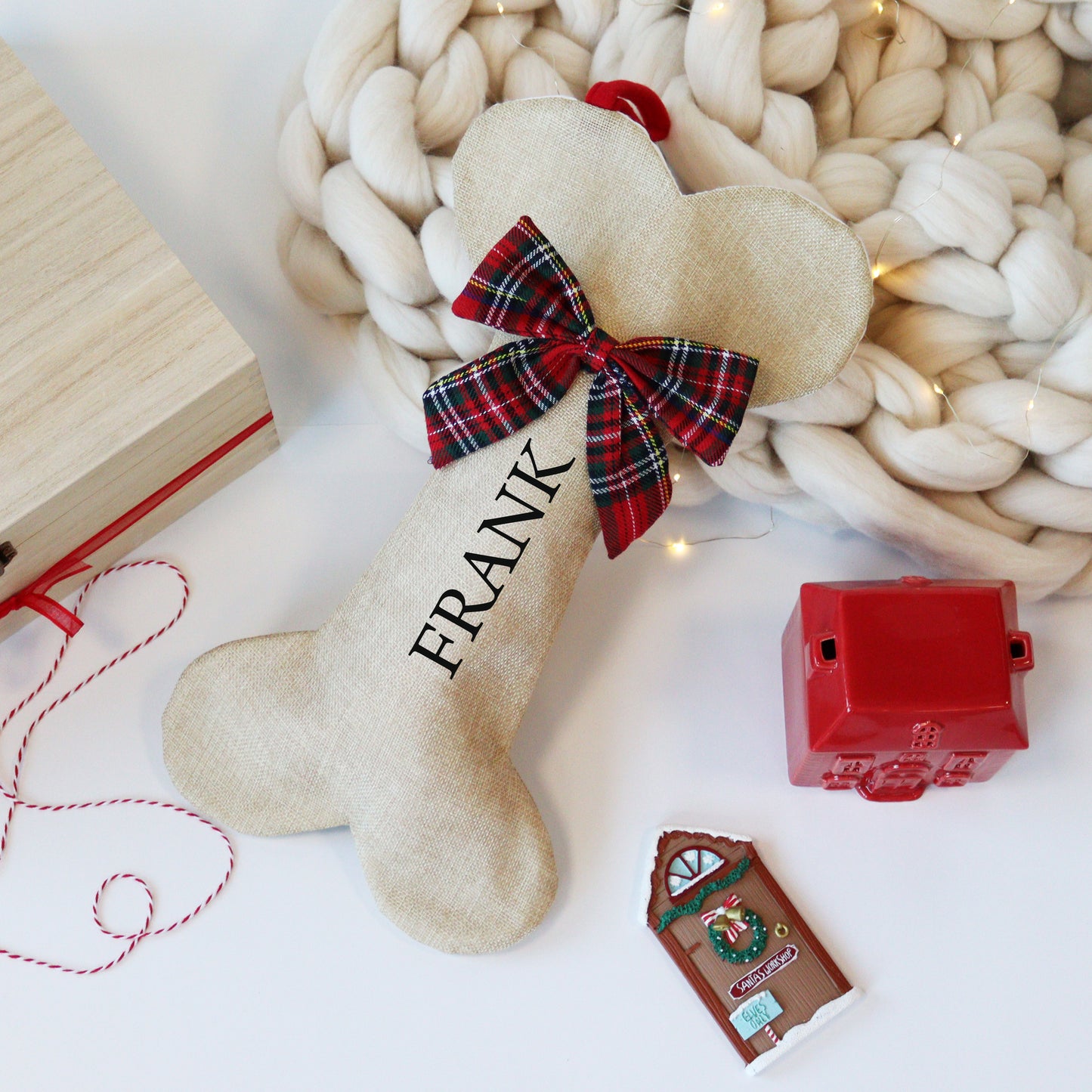 Personalised Luxury Dog Bone Jute Stocking