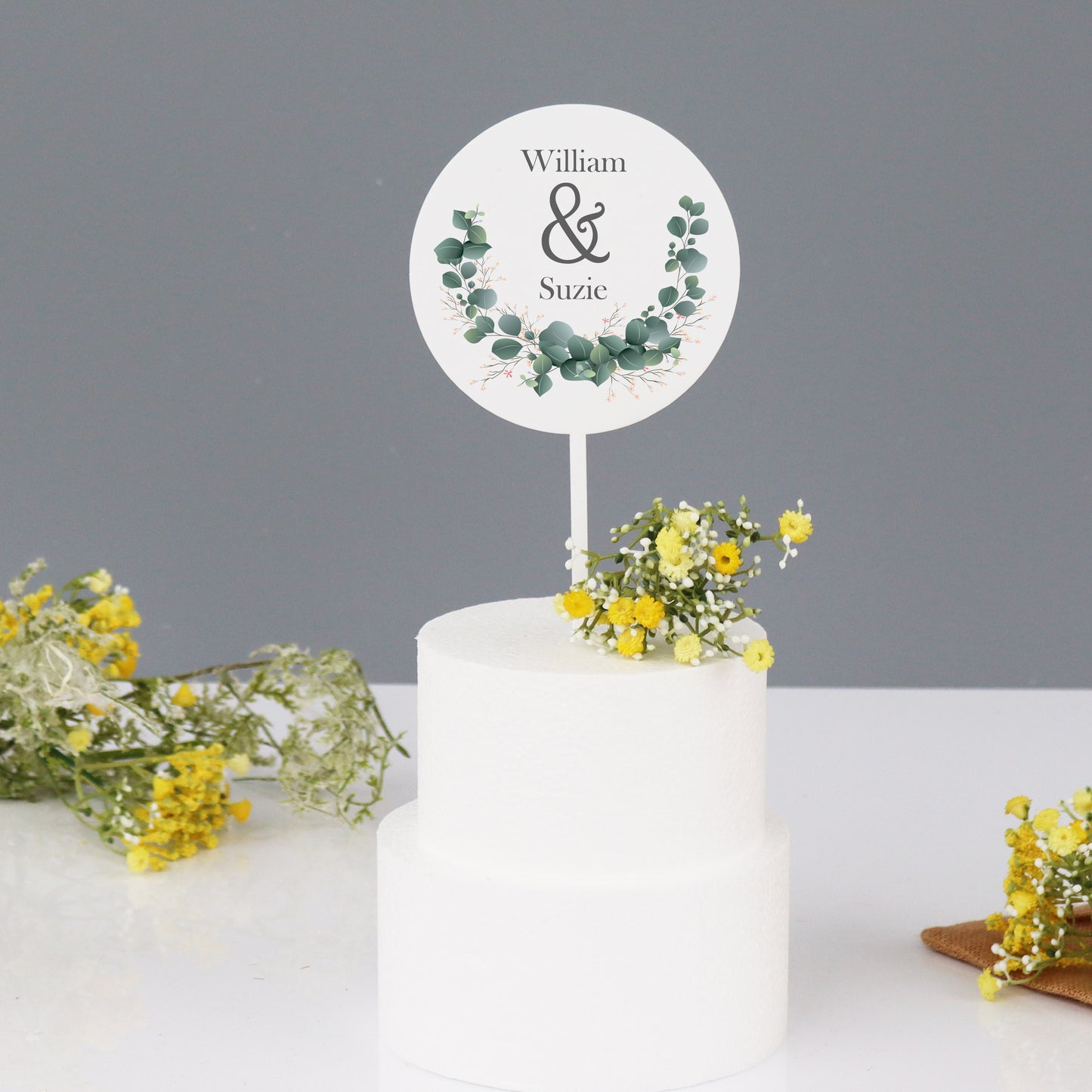 Personalised Wedding Cake Topper Botanical