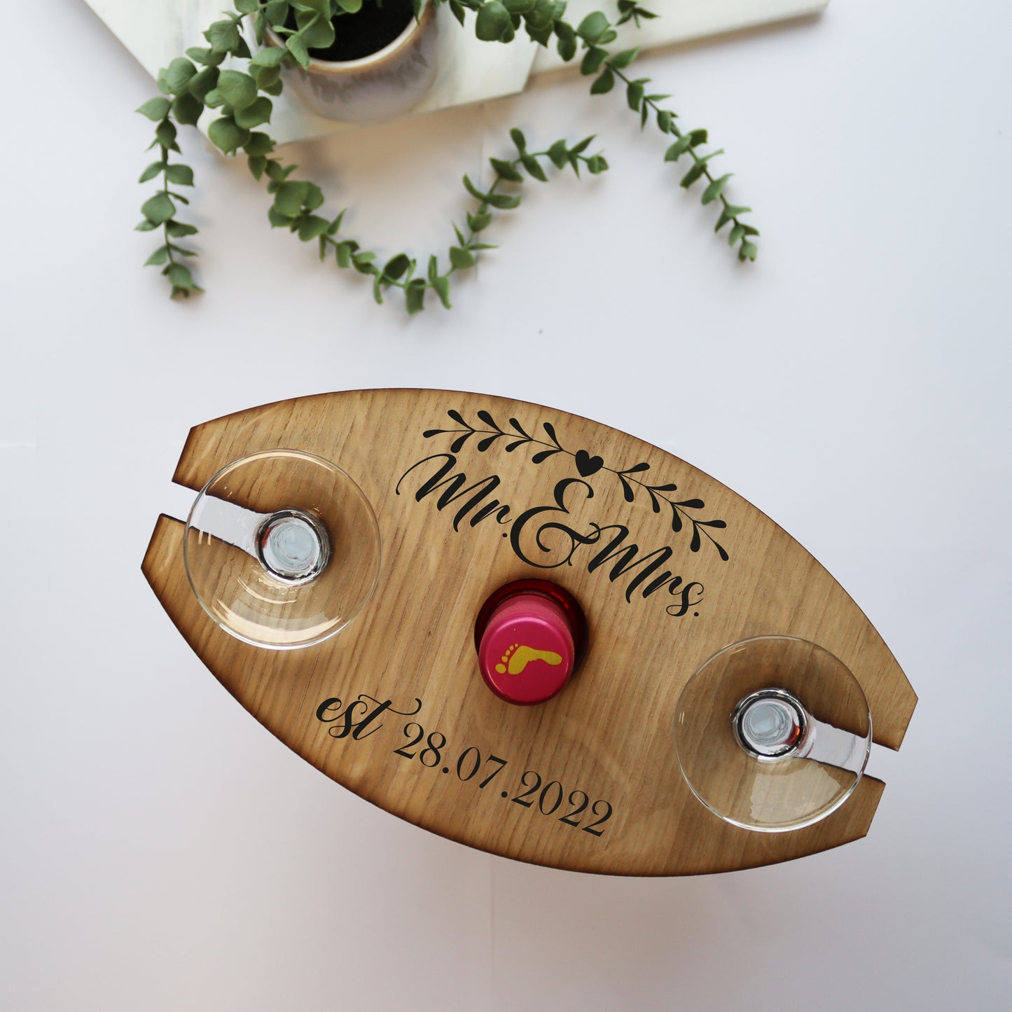 personalised wedding gift personalised wine butler wine bottle holder and wine glass holder