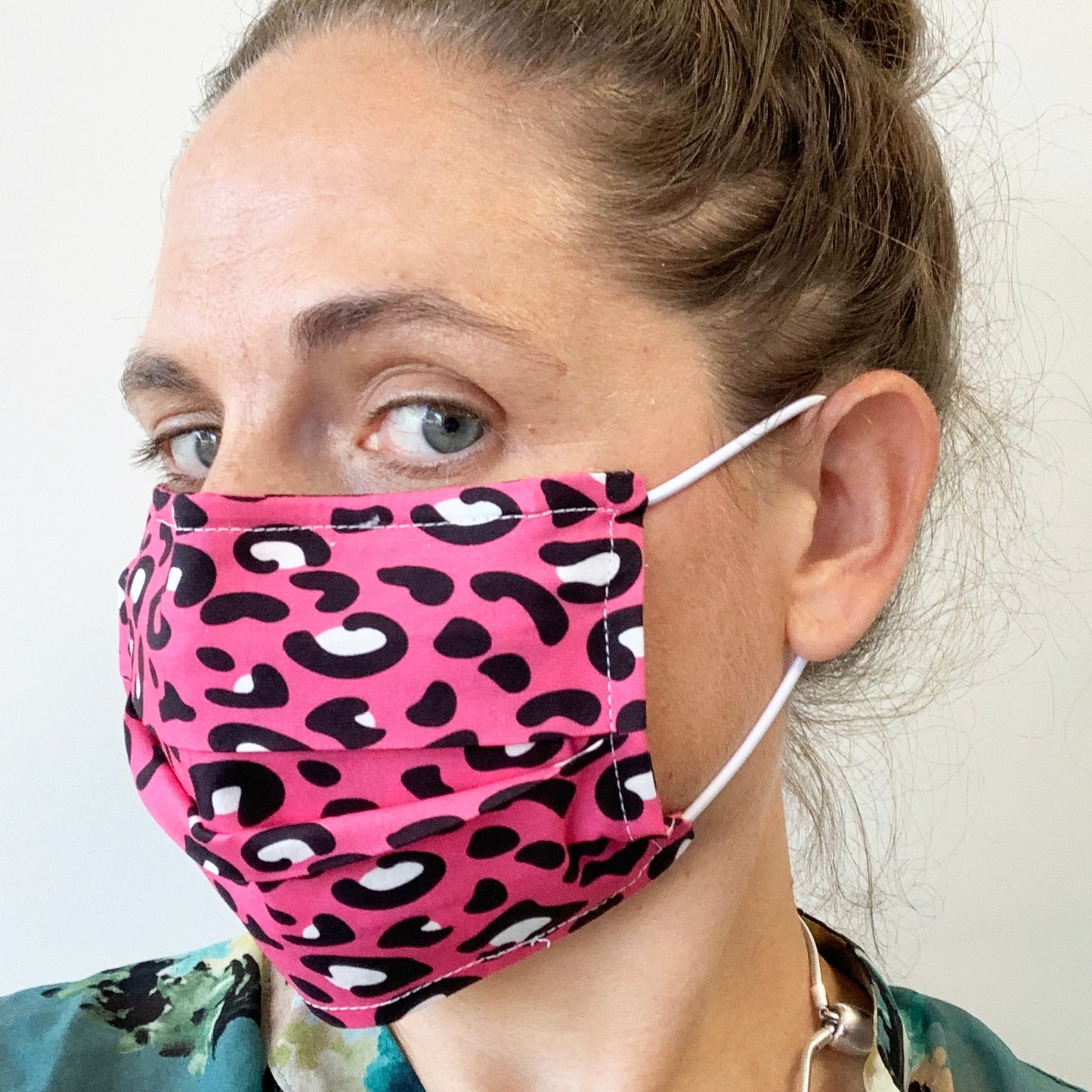 Pink Leopard Print Cotton Face Mask