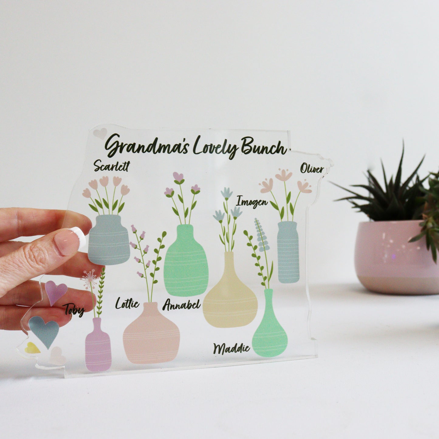 Personalised Family Bunch Print On Acrylic Block