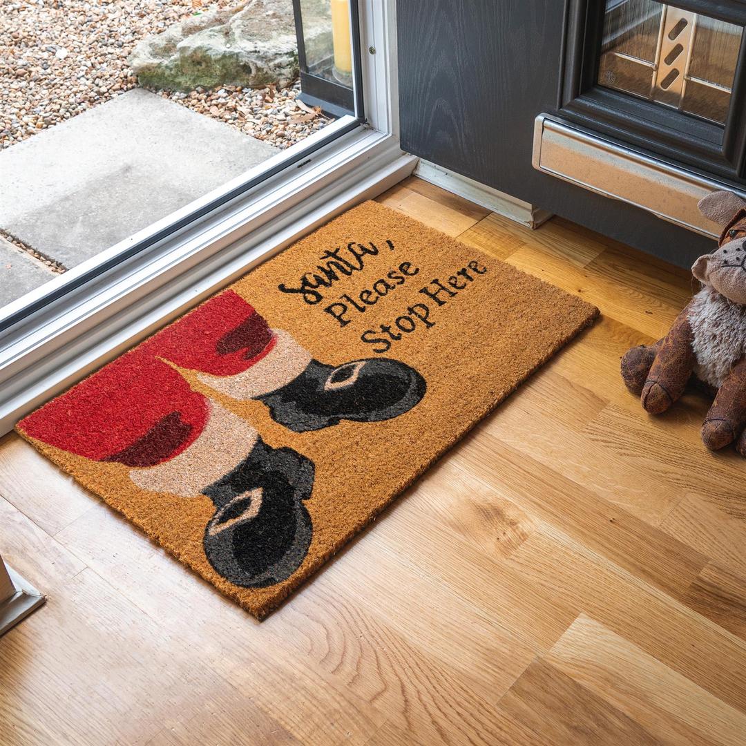 Santa Stop Here Coir Doormat