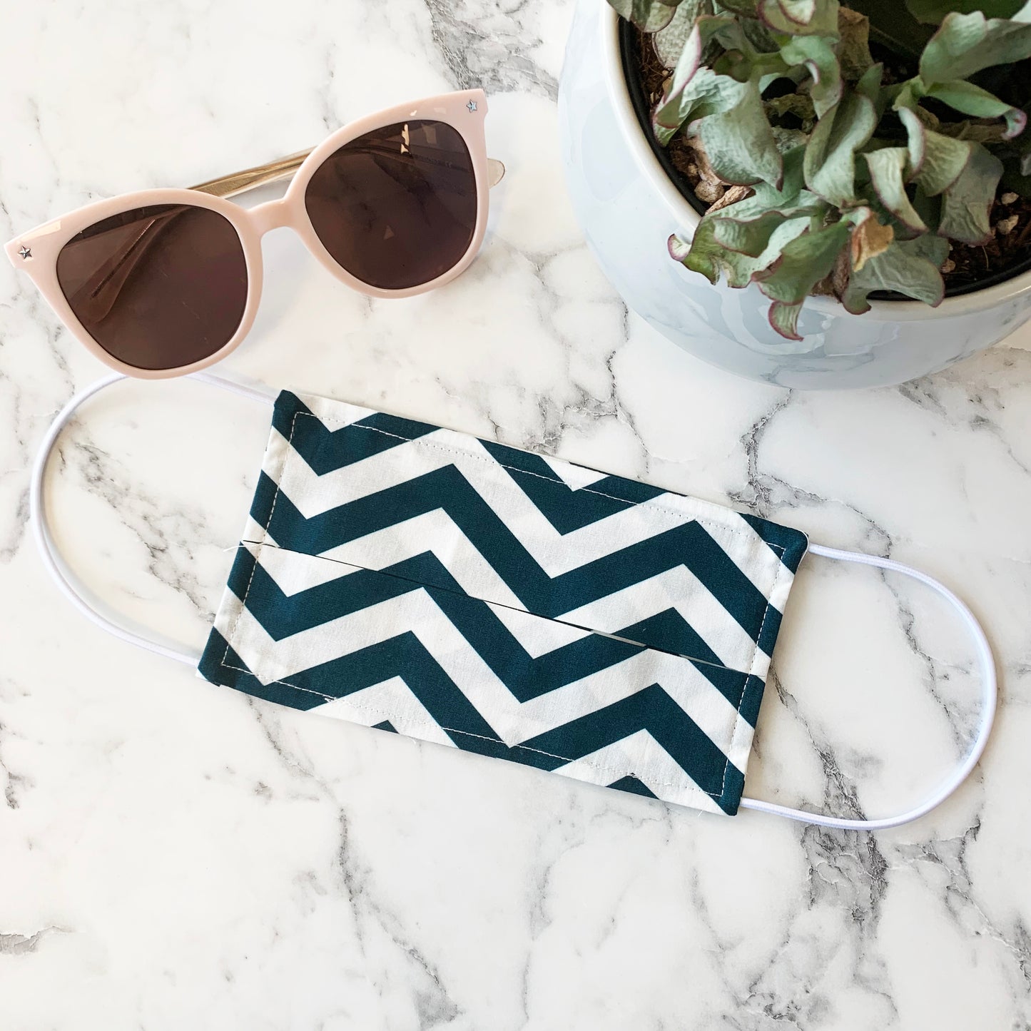 Pack Of Four Teal And White Mix Design Cotton Face Mask