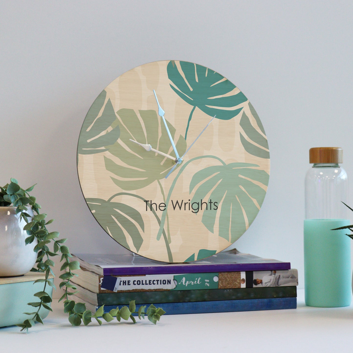 Printed Modern Botanical Wooden Clock