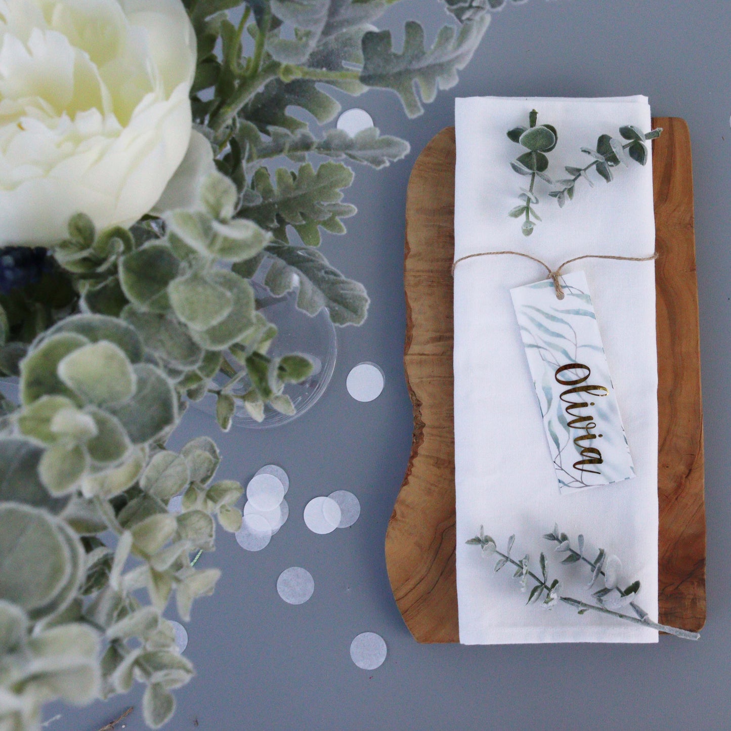 Personalised Metallic Vellum Botanical Place Setting