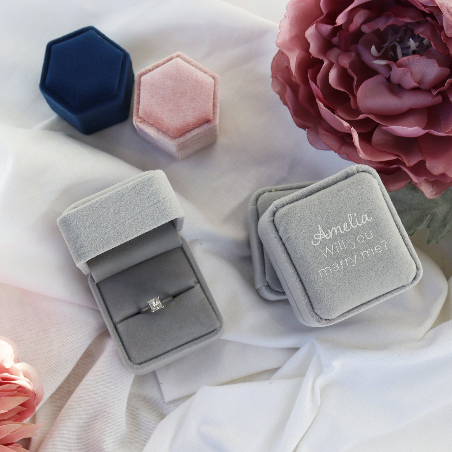 Proposal Grey Engagement Ring Box