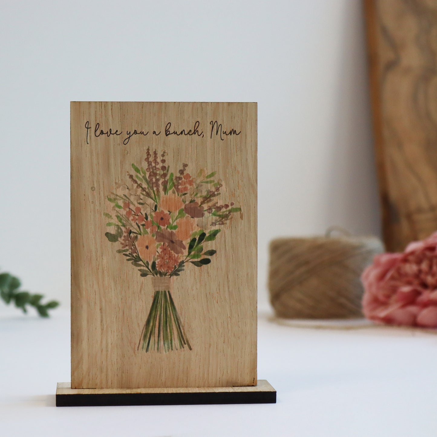 Personalised Oak Flower Stand Alternative Card
