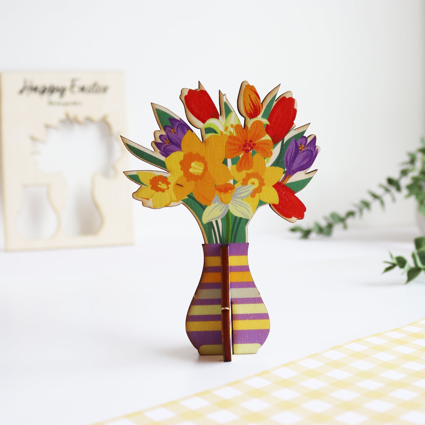 Pop Out Wooden Easter Flower Card