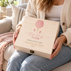 Personalised Pink Balloon Baby Girl Gift Box