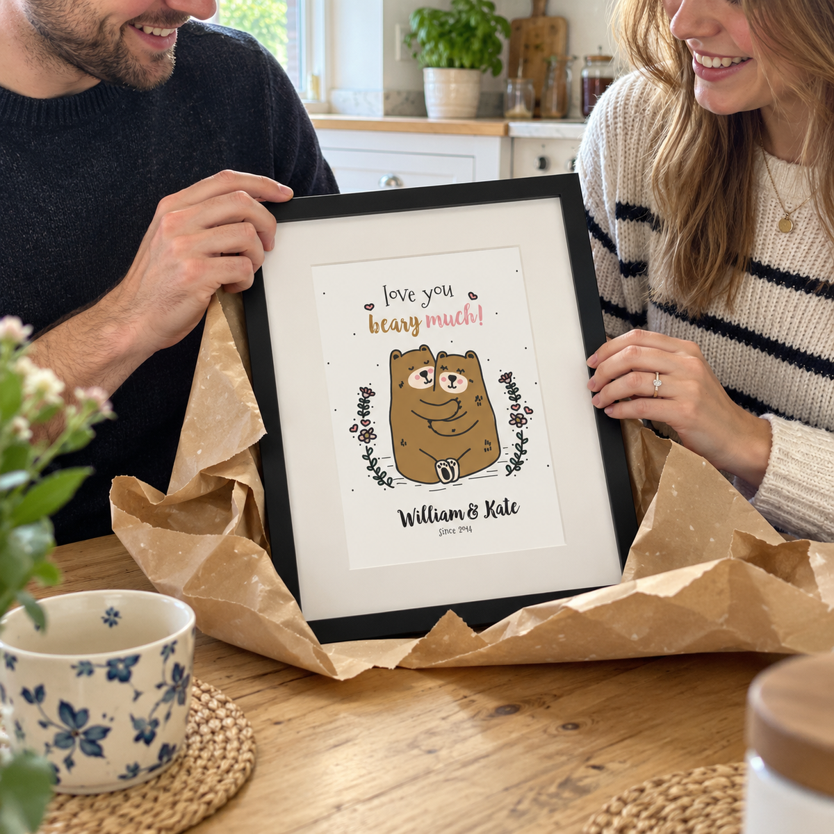 Personalised Love You Beary Much Couples Print