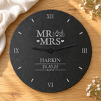 Personalised Engraved Mr and Mrs Slate Wedding Clock