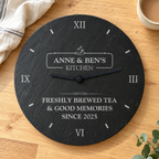 Personalised Engraved Family Kitchen Slate Clock