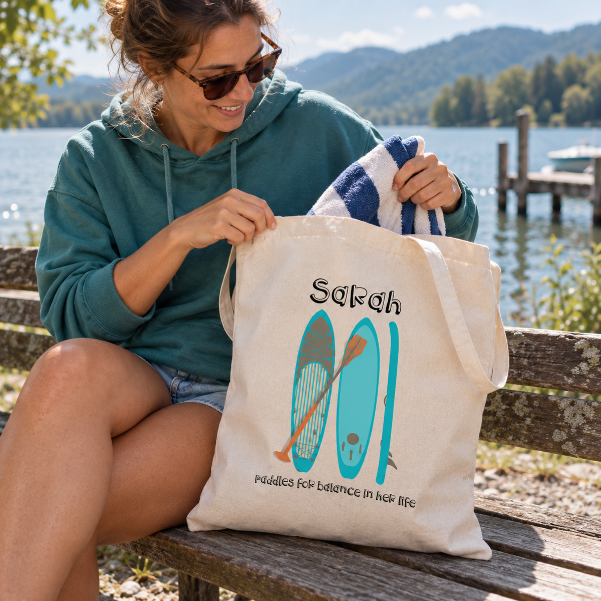 Personalised I Paddle For Balance Paddleboard Tote Bag