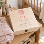 Personalised Pink Balloon Baby Girl Gift Box