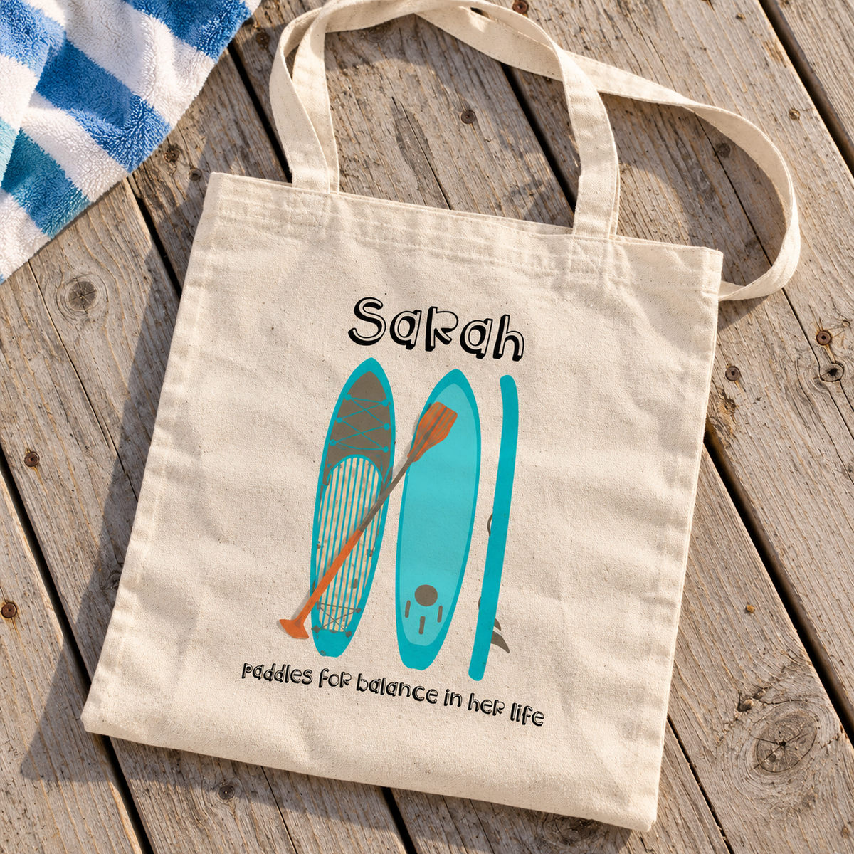 Personalised I Paddle For Balance Paddleboard Tote Bag