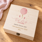 Personalised Pink Balloon Baby Girl Gift Box