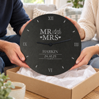 Personalised Engraved Mr and Mrs Slate Wedding Clock
