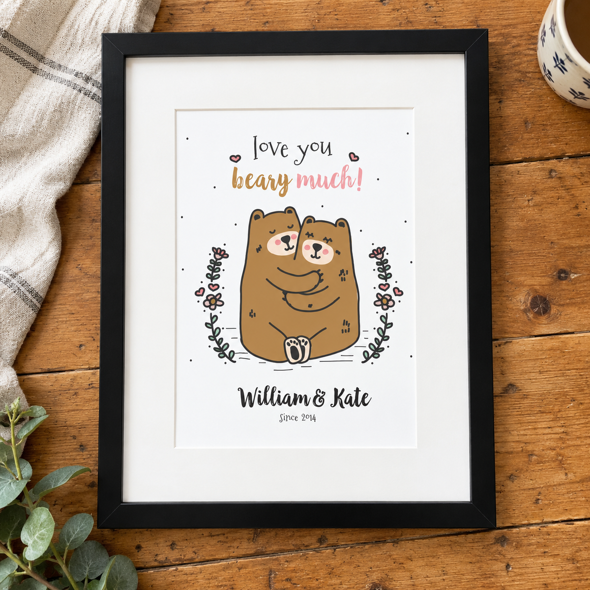 Personalised Love You Beary Much Couples Print