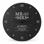 Personalised Engraved Mr and Mrs Slate Wedding Clock