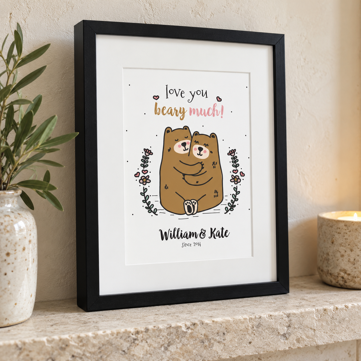 Personalised Love You Beary Much Couples Print