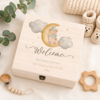 Personalised White Luxury Baby Gift Box – Watercolour Balloon Keepsake