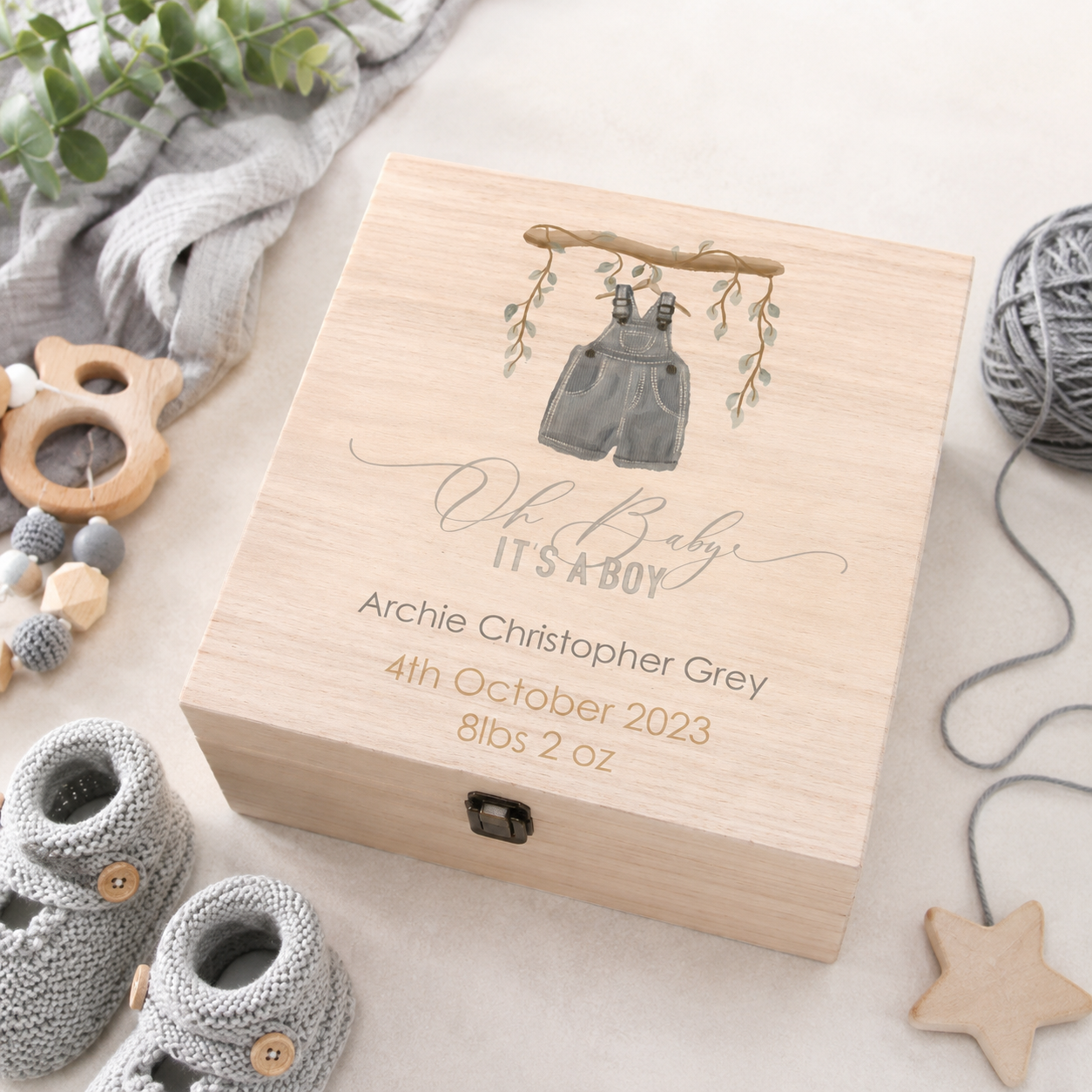 Personalised White Luxury BabyBoy  Gift Box – Newborn Keepsake