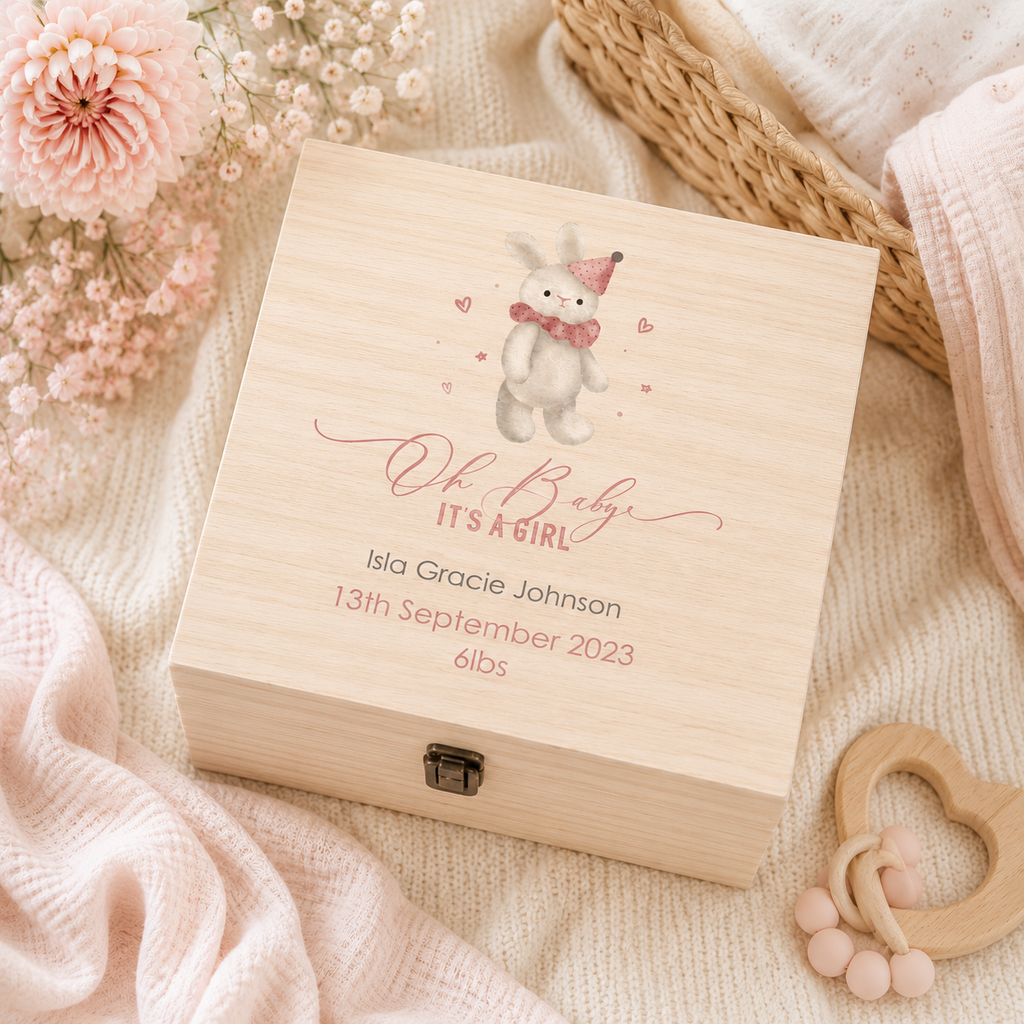 Personalised New Baby Girl Gift Box